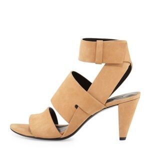 Alexander Wang Women's 37 (6.5) Katya Chunky-Heel Nubuck Suede Camel Sandal/Heel